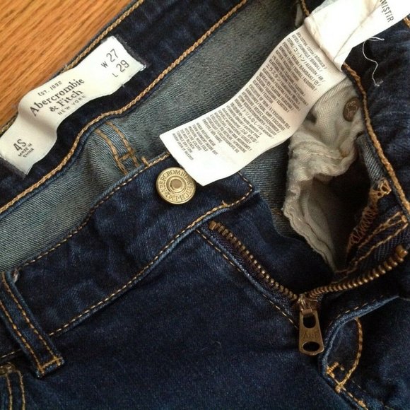 ABERCROMBIE FITCH SUPER SKINNY JEANS WOMENS 4S DARK BLUE STRETCH DENIM 27x29 - Picture 12 of 13